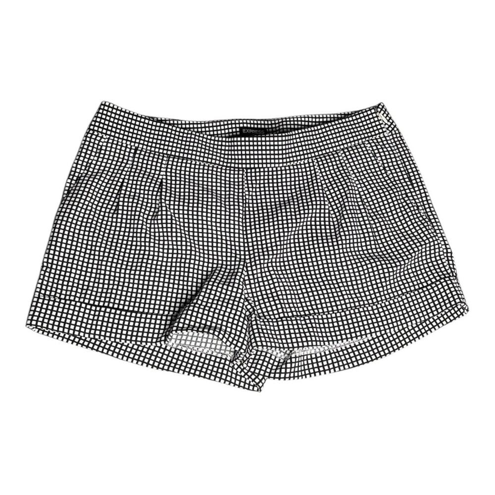 Express Black White Checkered Print Cuffed Shorts Side Zipper 8